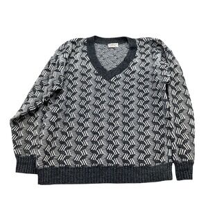 Umberto Sweater Men XLarge Gray White Geometric Pullover Retro 90s VTG USA